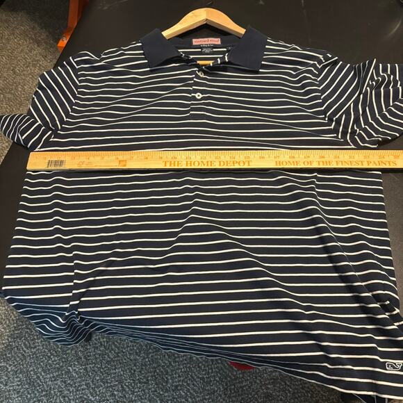 Vineyard Vines Men's Blue White Striped Short Sleeve Polo Shirt Size L Large - Picture 6 of 6